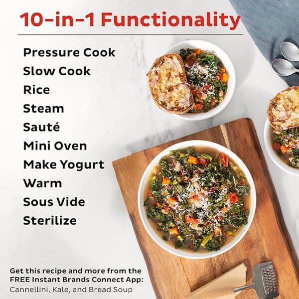 Instant Pot Pro (8 QT) 10-in-1 Pressure Cooker, Slow Cooker, Rice/Grain Cooker, Steamer, Sauté, Sous Vide, Yogurt Maker, Sterilizer, and Warmer, Includes App With Over 800 Recipes, Black - Image 2