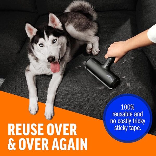 Chom Chom Roller Pet Hair Remover and Reusable Lint Roller - Black ChomChom Cat and Dog Hair Remover for Furniture, Couch, Carpet, Clothing and Bedding - Portable, Multi-Surface Fur Removal Tool - Image 5