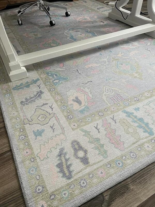 Modern Oushak Rug, Oversize Vintage Turkish Lavender Oriental Antique Inspired Washable Oversized Area Rugs, Extra Large Luxury Living Room Bedroom 9'8 x 13'