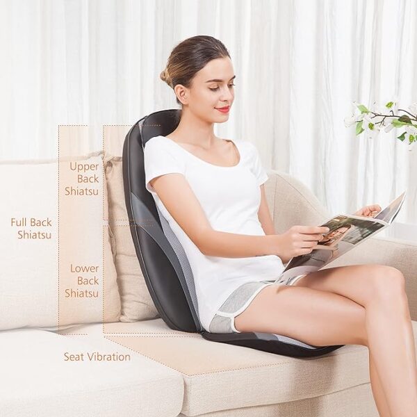 Snailax Shiatsu Massage Cushion with Heat Massage Chair Pad Kneading Back Massager for Home Office Seat use - Image 6