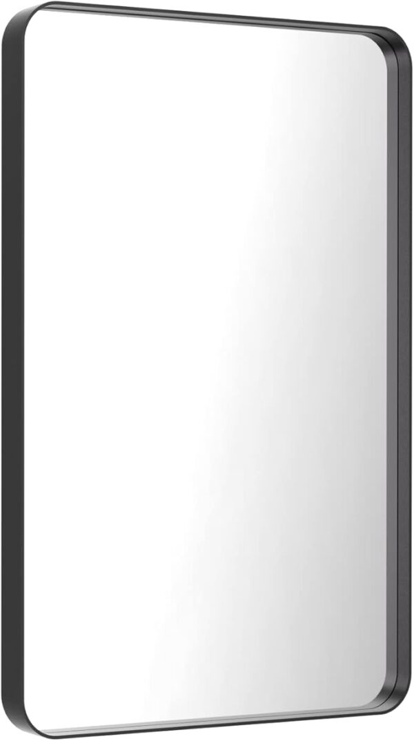 LOAAO 28X36 Inch Black Metal Framed Bathroom Mirror for Wall, Matte Black Bathroom Vanity Mirror Farmhouse, Anti-Rust, Tempered Glass, Hangs Horizontally or Vertically - Image 6