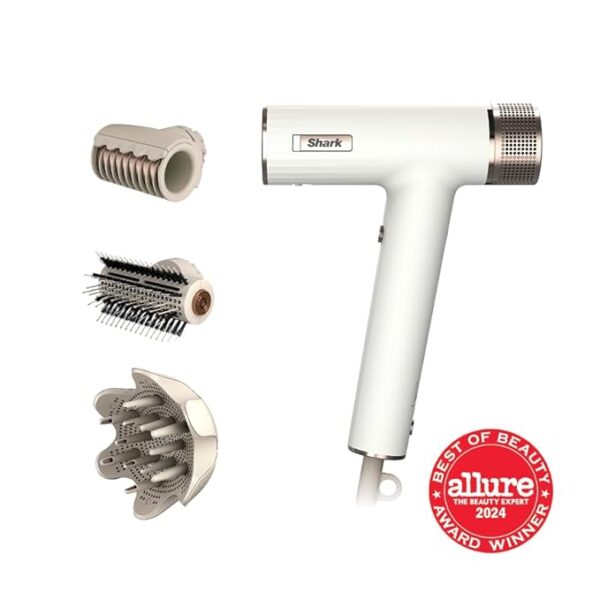 Shark Hair Dryer SpeedStyle RapidGloss Finisher and High-Velocity Dryer, Ionic Hair Blow Dryer with IQ Speed Styling and Drying Suite, No Heat Damage, Best for Curly and Coily Hair, Silk, HD332 - Image 6