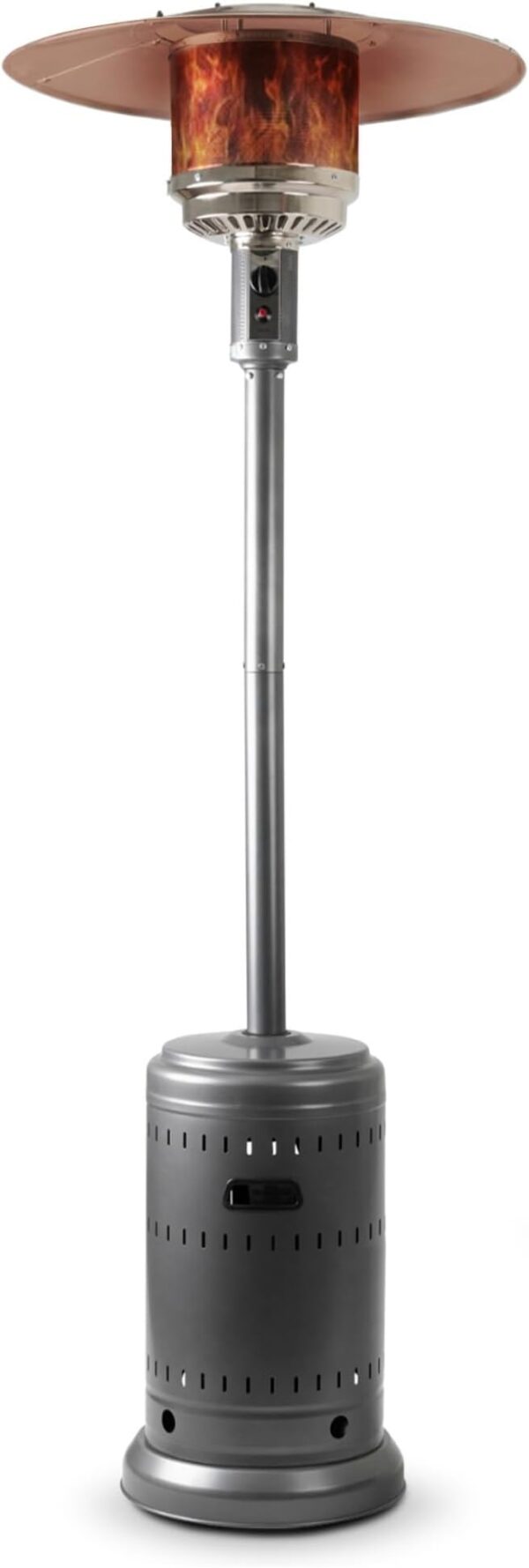 46,000 BTU Outdoor Propane Patio Heater with Wheels, Commercial & Residential, 13489.74 watts, Slate Gray, with water tank, 32.1 x 32.1 x 91.3 inches (LxWxH)