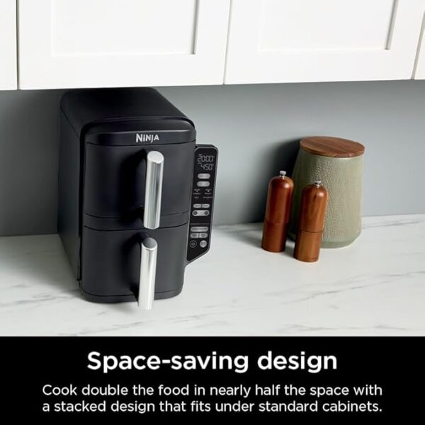 Ninja DoubleStack 2-Basket Air Fryer, DoubleStack Technology Cooks 4 Foods at Once, Space Saving Design, 8 QT, 6-in-1, Smart Finish & Match Cook, Air Fry, Broil, Bake, Easy Meals & Clean, Black, SL201 - Image 6