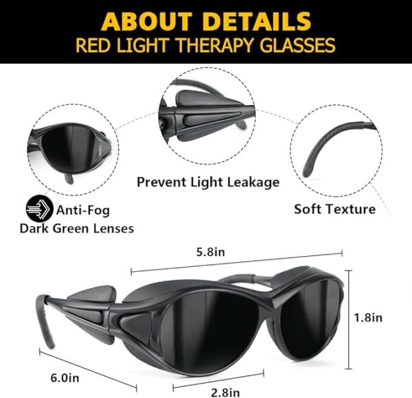 Red Light Therapy Glasses, Eyes Protection for Tanning Goggles, IPL Laser Safety Glasses 200-2000nm, Eye Protection for Red Light Therapy. - Image 2