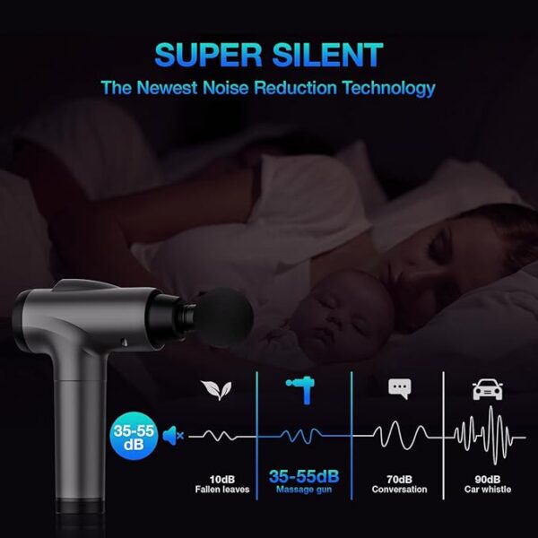 Massage Gun Deep Tissue, Handheld Electric Muscle Massager, High Intensity Percussion Massage Device for Pain Relief with 9 Attachments & 30 Speed(Grey) - Image 2