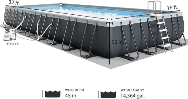 INTEX 26373EH Ultra XTR Deluxe Rectangular Above Ground Swimming Pool Set: 32ft x 16ft x 52in – Includes 2800 GPH Sand Filter Pump – Easy Assembly - Image 6