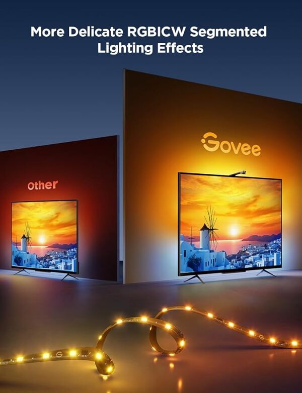 Govee TV Backlight 3 Lite with Fish-Eye Correction Function Sync to 75-85 Inch TVs, 16.4ft RGBICW Wi-Fi LED Strip Lights with Camera, 4 Colors in 1 Lamp Bead, Voice and APP Control, Adapter - Image 3