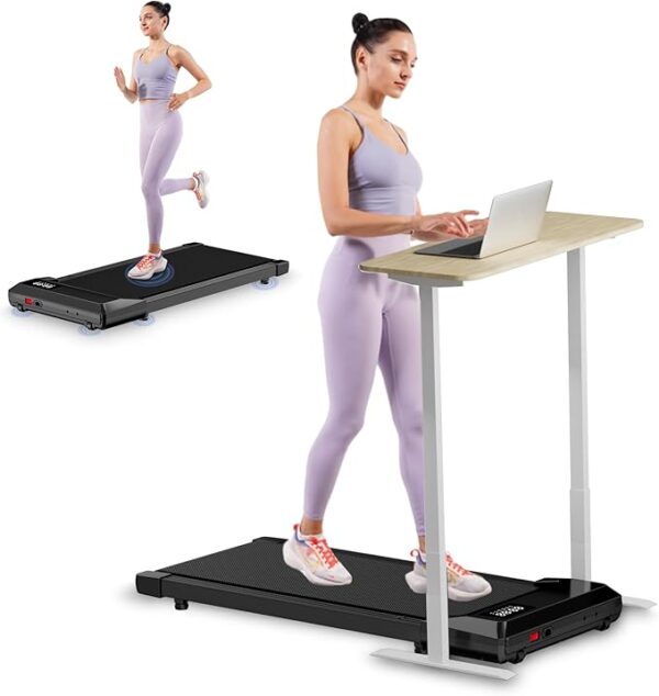 SupeRun Walking Pad, Under Desk Treadmill, 3 in 1 Portable Treadmill with Remote Control LED Display, 2.5 HP Quiet Walking Jogging Machine for Office Home Use, 250 Lbs Capacity