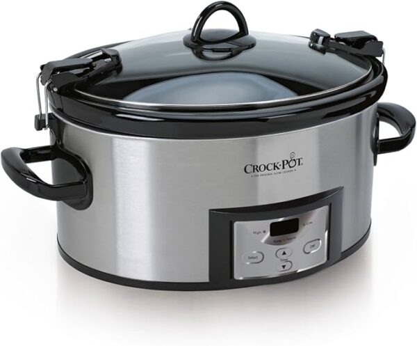 Crock-Pot 6 Quart Cook & Carry Programmable Slow Cooker with Digital Timer, Stainless Steel (CPSCVC60LL-S), Ideal for Portable Cooking - Image 2