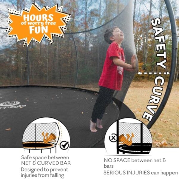 JUMPZYLLA Trampoline 8FT 10FT 12FT 14FT 15FT 16FT Trampoline with Enclosure - Recreational Trampolines with Ladder and AntiRust Coating, ASTM Approval Outdoor Trampoline for Kids - Image 3