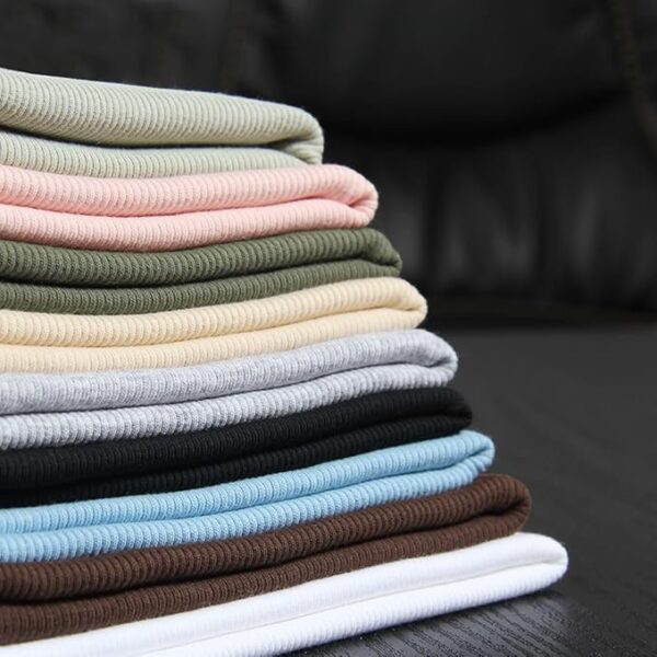 Roselux Women's Summer Scoop Neck Short Sleeve T-Shirts Ribbed Knit Slim Fitted Casual Basic Top - Image 4