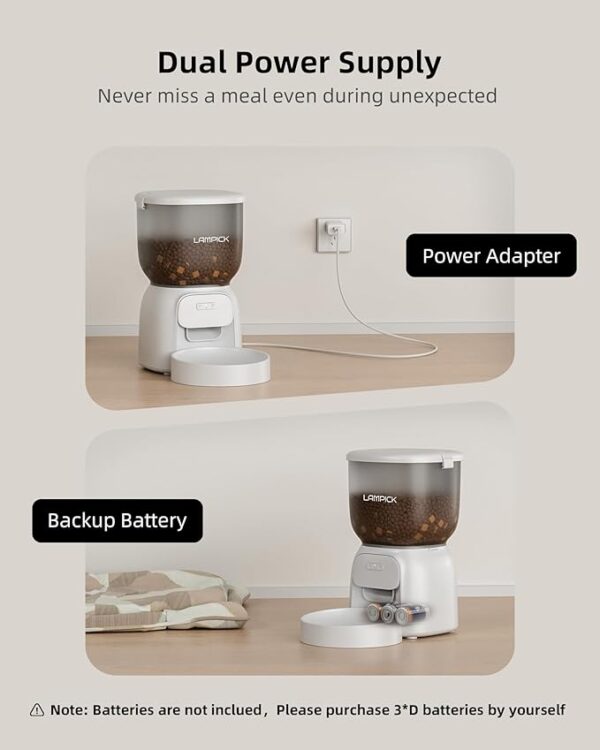 Smart Automatic Cat Feeder - WiFi Cat Food Dispenser with APP Control Up to 15 Portions((8g/Portion) 10 Meals Per Day, Dual Power Supply Pet Feeders for Cats/Dogs (4L/16.9 Cups) - Image 2
