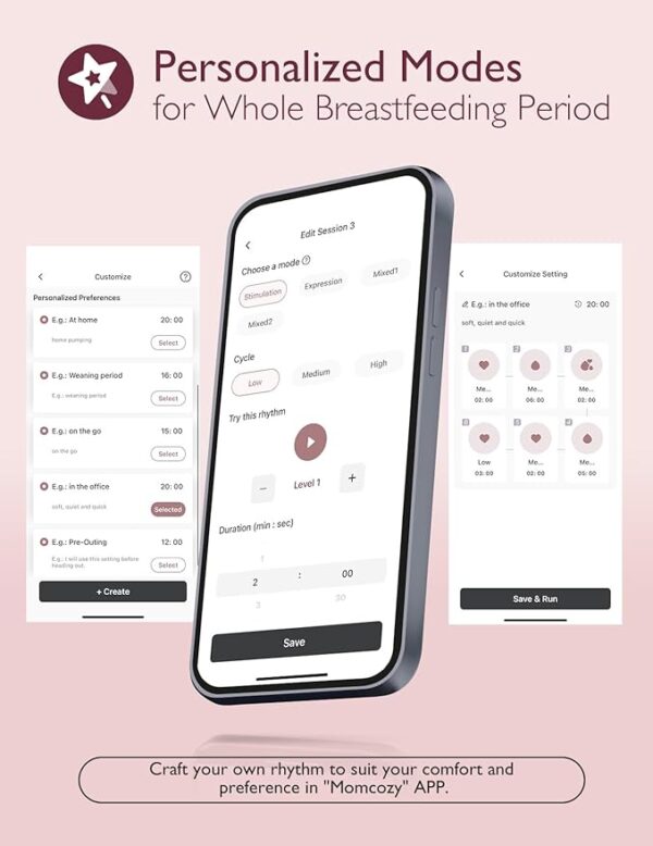 Momcozy Breast Pump Hands Free Upgraded Mobile Flow | M9, App Discreet Control with Personalized Multi-Modes & 15 Levels, Wearable Breast Pump 24mm, 2 Pack Cozy Red - Image 2
