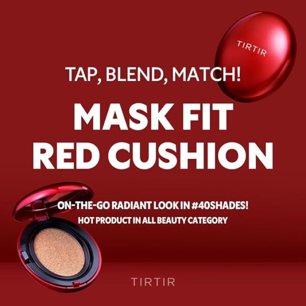 TIRTIR Mask Fit Red Cushion Foundation | Full coverage, Weightless, Skin fit, Satin Glow Finish, Korean Makeup Cushion Foundation (#24W Soft Beige, 0.63 Fl Oz) - Image 3