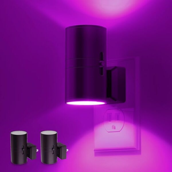 L LOHAS LED [2 Pack] Halloween Purple Night Light, Light Plug in with Sensor, Adjustable Brightness, Dimmable Lights Decorative for Christmas, Holiday, Home Decor, Party Bathroom - Image 2