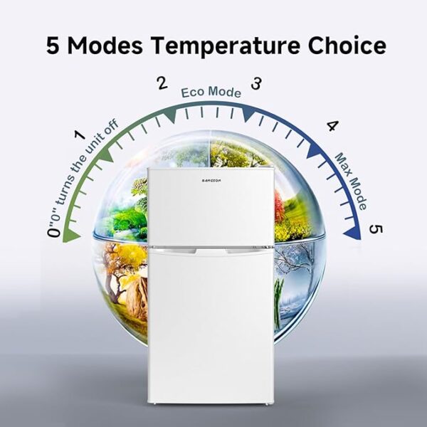 BANGSON Mini Fridge with Freezer, 2 Door Small Refrigerator with Freezer, Mini Fridge for Bedroom, 3.2 CU.FT, For Home, Office, Dorm, Garage or RV, (White) - Image 6