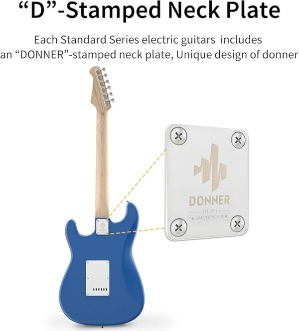 Donner DST-100T 39 Inch Electric Guitar Beginner Kit Solid Body Full Size Lake Blue HSS Pick Up for Starter, with Amplifier, Bag, Digital Tuner, Capo, Strap, String,Cable, Picks - Image 2