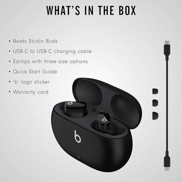 Beats Studio Buds - True Wireless Noise Cancelling Earbuds - Compatible with Apple & Android, Built-in Microphone, IPX4 Rating, Sweat Resistant Earphones, Class 1 Bluetooth Headphones - Black - Image 2