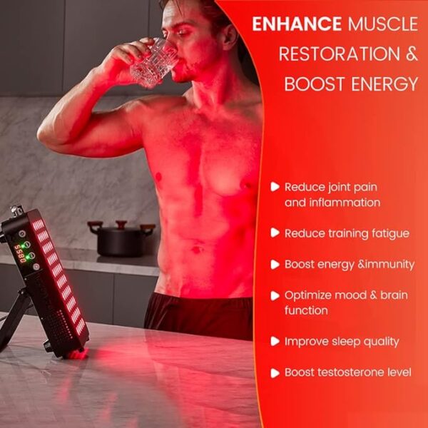 Bestqool Red Light Therapy, Dual Chip Clinical Grade LED Device with Near-Infrared Light 660nm 850nm High Power Panel, Ideal for Body, Face, Recovery, Improve Sleep, Skin Health, 105W (Black 60) - Image 4