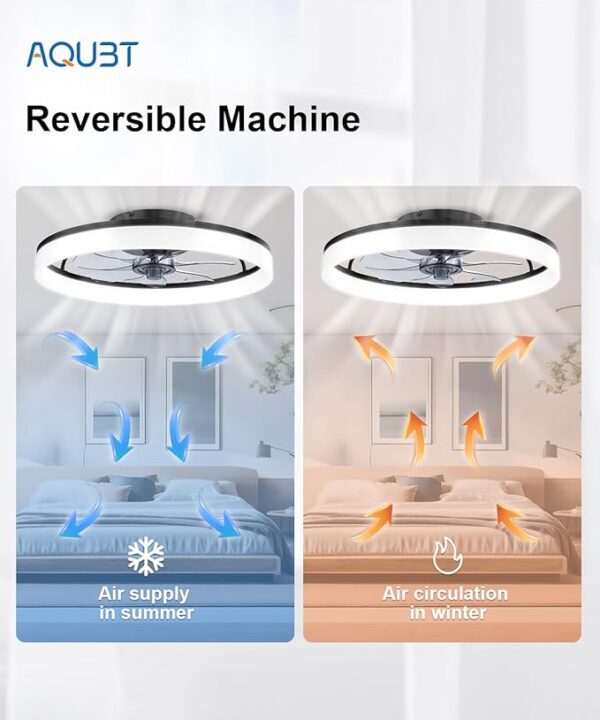 Ceiling Fans with Lights and Remote, 20" Modern Low Profile Ceiling Fan with Light, Stepless Color Temperature Change and 6 Speeds for Bedroom, Kids Room and Living Room (Black) - Image 6