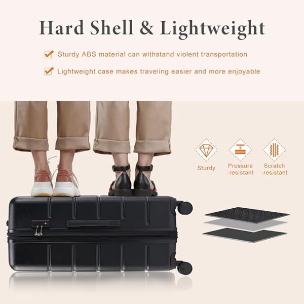 Sweetcrispy 3-Piece Luggage Sets, Hard Shell ABS Suitcases with Double Spinner Wheels, Lightweight Expandable Rolling Travel Suit Case with TSA Lock - Image 2