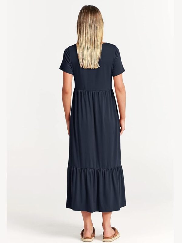 ANRABESS Women Summer Casual Short Sleeve Crewneck Aline Swing Flowy Tiered Shirt Maxi Beach Long Dress 2025 Trendy Outfits - Image 2
