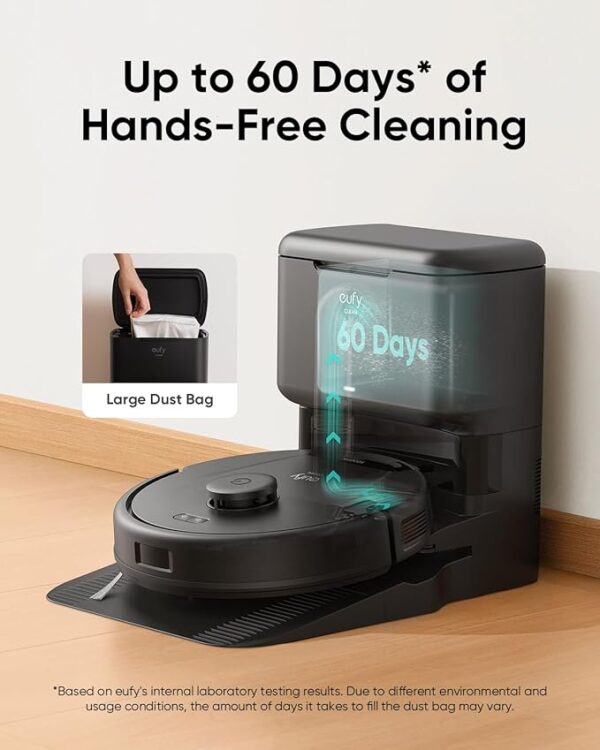 eufy L60 Robot Vacuum with Self Empty Station, Hair Detangling Technology, Up to 60 Days Hands Free Cleaning, 5,000 Pa Suction, Remove Hair, Dust - Image 3