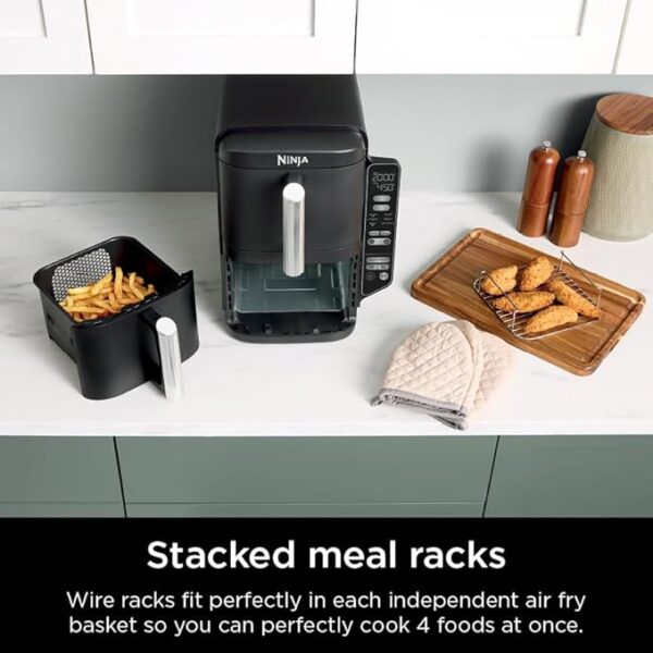 Ninja DoubleStack 2-Basket Air Fryer, DoubleStack Technology Cooks 4 Foods at Once, Space Saving Design, 8 QT, 6-in-1, Smart Finish & Match Cook, Air Fry, Broil, Bake, Easy Meals & Clean, Black, SL201 - Image 3