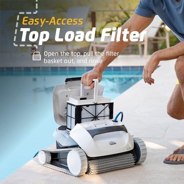 Dolphin (2024 Model) E10 Automatic Robotic Pool Vacuum Cleaner, Active Scrubber Brush, Top Load Filters Access, Ideal for Above-Ground Pools up to 30 FT in Length - Image 5