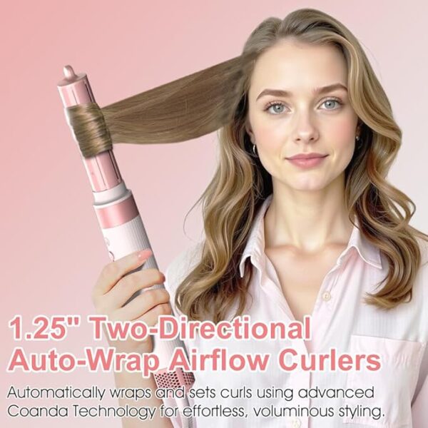 6 in 1 Professional Hot Air Styler & Hair Dryer Brush with 110,000 RPM Negative Ionic Blow Dryer, Hair Style with Auto Wrap Curlers, Straighteners, and Volumizers, Travel Bag Included - Image 2