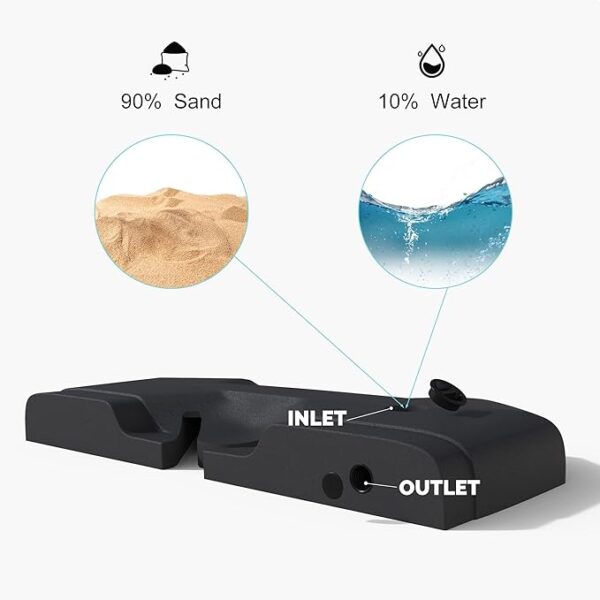 PURPLE LEAF Patio Umbrella Base SBL4090 Water &Sand Filled Weighted Base Outdoor Umbrella Base for Offset Cantilever Umbrella 200 Lbs - Image 4