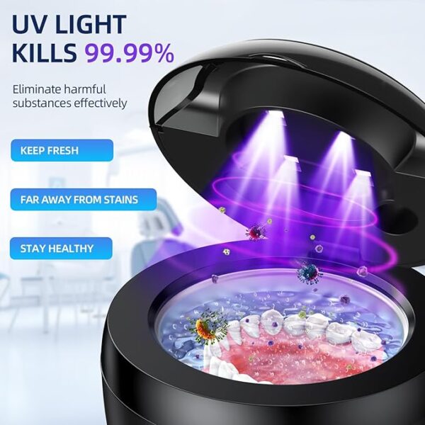 Ultrasonic Retainer Cleaner, Retainer Cleaner Machine for Dentures, Mouth Guards, Braces, Toothbrush Heads, Jewelry with 200ML Capacity, 45kHz Retainer Cleaning, 4 Modes for All Dental Appliances - Image 6