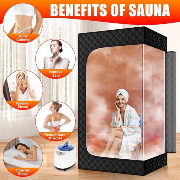 Sauna Box, Portable Steam Sauna, Portable Sauna for Home, Sauna Tent with Steamer, 9 Levels, 2.6’ x 2.6’ x 5.9’ - Image 2