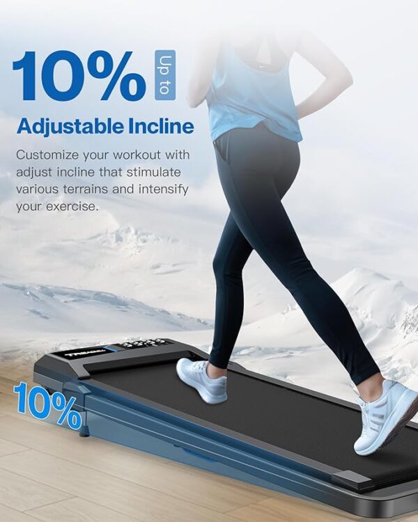 WELLFIT 10% Incline Walking Pad, 2.5HP 7.6MPH 340 lb+ Capacity Treadmills for Home, 41 * 16 inch Wide Running Area Treadmill with Mute Remote, APP and Console Control for Small Space, No Assemble - Image 2