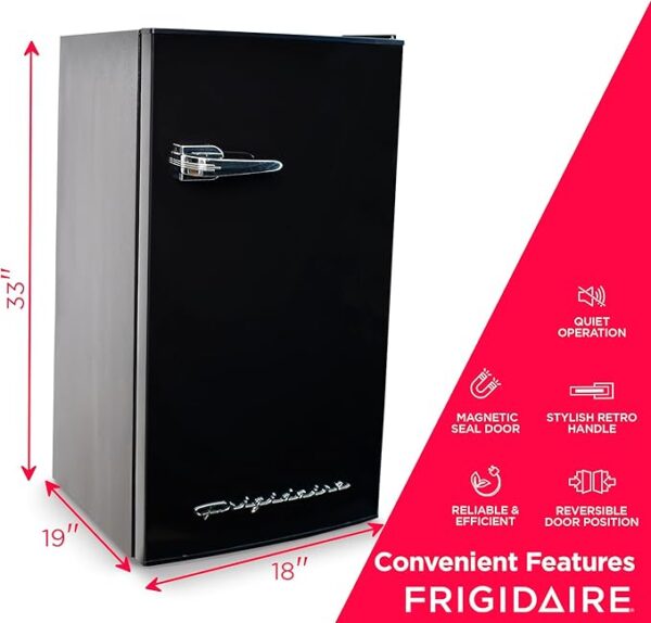 Frigidaire EFR331 Single Door Compact Refrigerator - Adjustable Thermostat Control - Reversible Doors - Front Blackboard, Write and Erase - Ideal for Dorm, Office, RV, Room - Black, 3.2 Cubic Feet - Image 3
