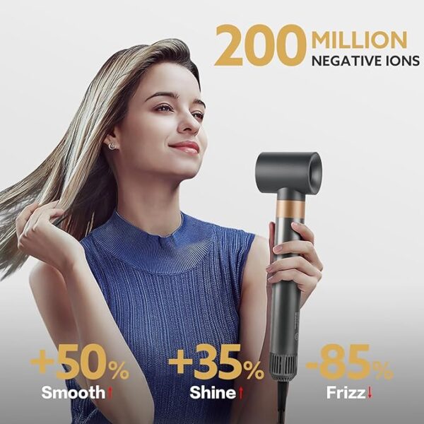 Hair Dryer Brush, webeauty 5 in 1 One Step Professional Hot Air Brush Set for Fast Drying, Curling Drying, Straightening Combing, Hair Styler [Ceramic Coating] [Negative Ion] 110000 RPM (Gold) - Image 3