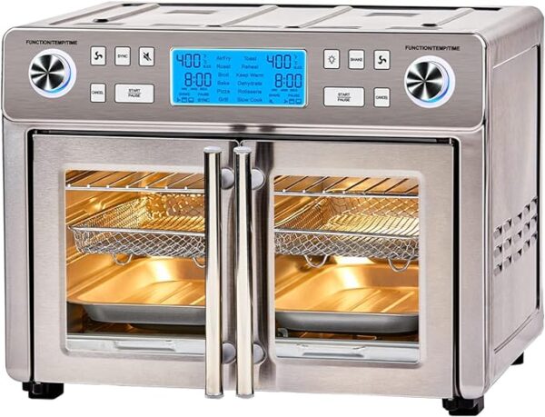 Emeril Lagasse Dual Zone 360 Air Fryer Oven Combo with French Door, 25 QT Extra Large, Cook Two Foods in Different Ways, Up to 60% Faster from Frozen to Finish