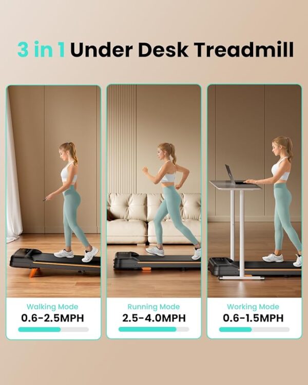 Walking Pad, Under Desk Treadmill with Incline for Home Office 2.5HP Portable Walking Treadmill with 280 Lbs Weight Capacity Walking Machine, Remote Control, LED Display - Image 3