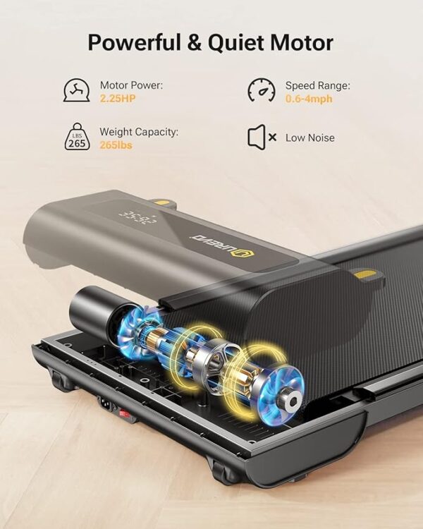 UREVO Under Desk Treadmill, Walking Pad Treadmills for Home, Portable Walking Treadmill 2.25HP, Walking Jogging Machine with 265 lbs Weight Capacity Remote Control LED Display - Image 2