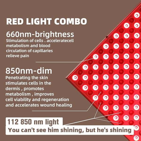 LED-Red-Light-Therapy-Device - 45W LED Panel Deep 660nm and Near-Infrared 850nm LED Light Combo for Skin Beauty, Pain Relief of Muscles and Joints - Image 6