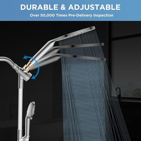 Dual Filtered Rain Shower Head Combo, High Pressure Handheld Shower Head with Adjustable Bar - Rainfall Shower Head And Showerhead with Filter for Hard Water - Removes Chlorine - Image 3