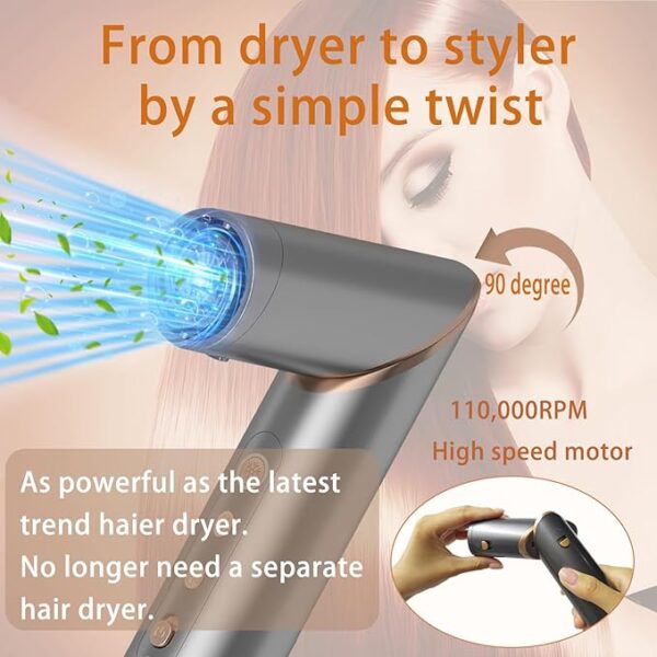 8 in 1 Hair Wrap Air Styler, Flex Magic Air Curler for Hair Dupe, Hot Air Brush Styler and Dryer in One Style, Autowrap Airstyler, Gray - Image 3
