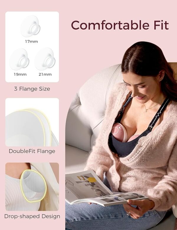 Momcozy Breast Pump Hands Free Upgraded Mobile Flow | M9, App Discreet Control with Personalized Multi-Modes & 15 Levels, Wearable Breast Pump 24mm, 2 Pack Cozy Red - Image 6