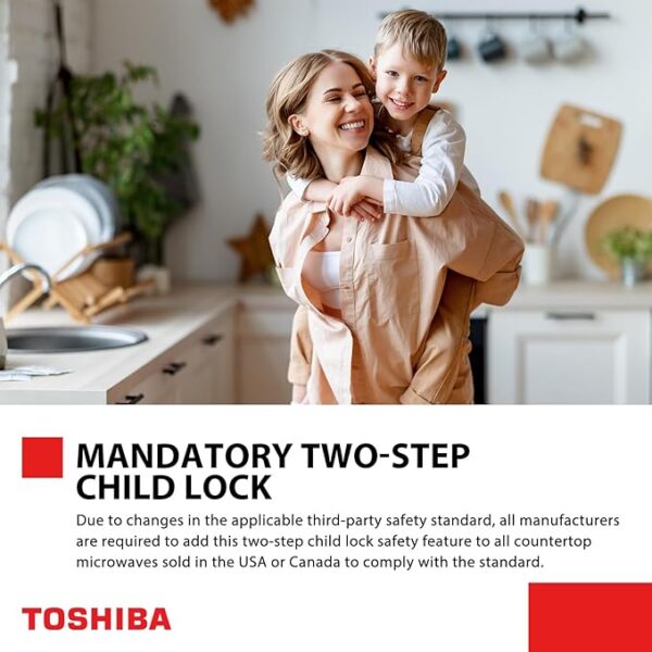 TOSHIBA ML-EM09PA(BS) Small Microwave Oven with 6 Auto Menus, Mute Function & Child Lock, LED Lighting, Perfect for Apartment, 0.9 Cu Ft, 10.6 Inch Removable Turntable, 900W, Black Stainless Steel - Image 3