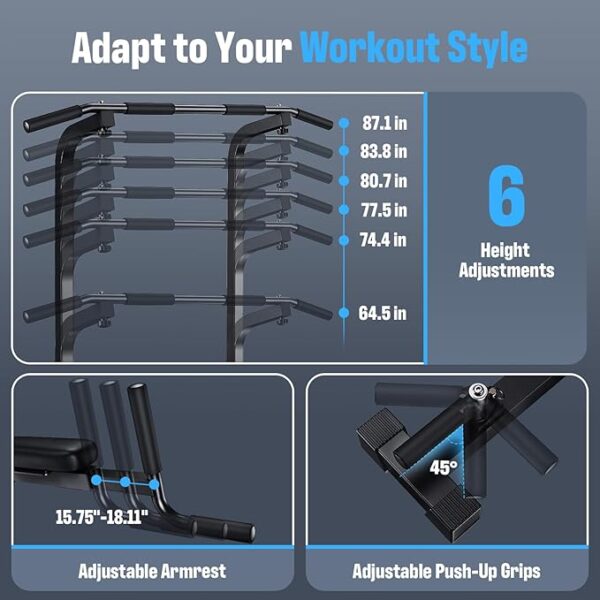 Sportsroyals Power Tower Pull Up Dip Station Assistive Trainer Multi-Function Home Gym Strength Training Fitness Equipment 440LBS - Image 4