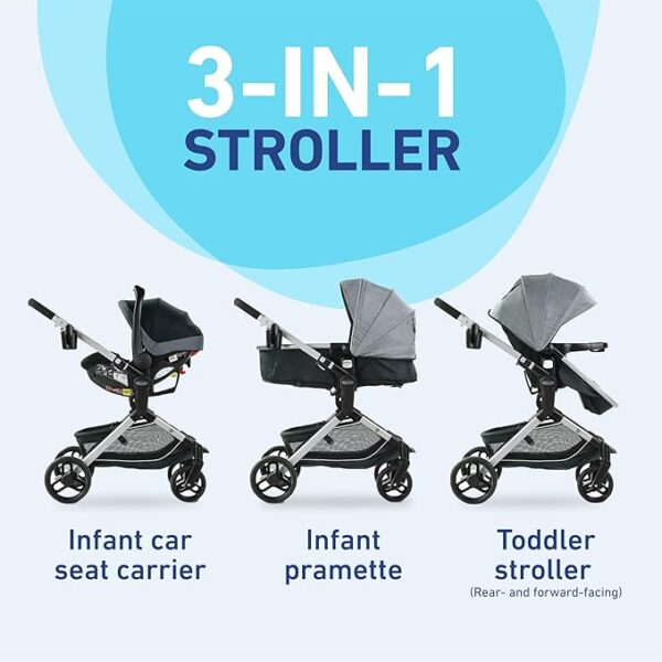 Graco Modes Nest Travel System with Adjustable Reversible Seat, Pram Mode, Lightweight Aluminum Frame, and SnugRide 35 Lite Elite Infant Car Seat, Sullivan - Image 4