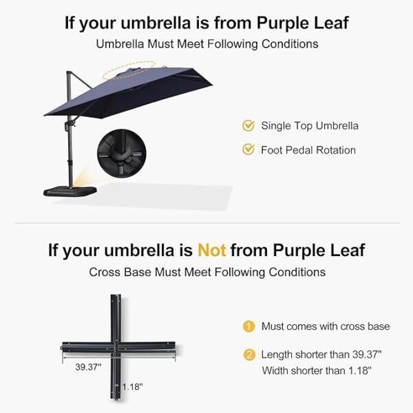 PURPLE LEAF Patio Umbrella Base SBL4090 Water &Sand Filled Weighted Base Outdoor Umbrella Base for Offset Cantilever Umbrella 200 Lbs - Image 2