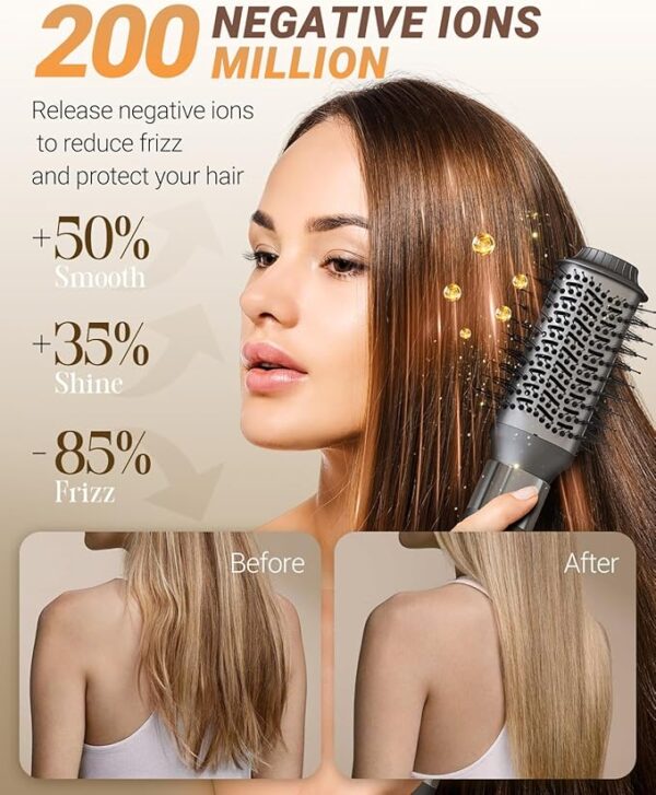 Hair Dryer Brush 6 in 1 Professional Hot Air Styler, 110,000 RPM High-Speed Negative Ionic Hair Dryer, Auto Wrap Curler Frizz-Free Blow Dryer Brush for Curling Volumizing Straightening Styling - Image 5