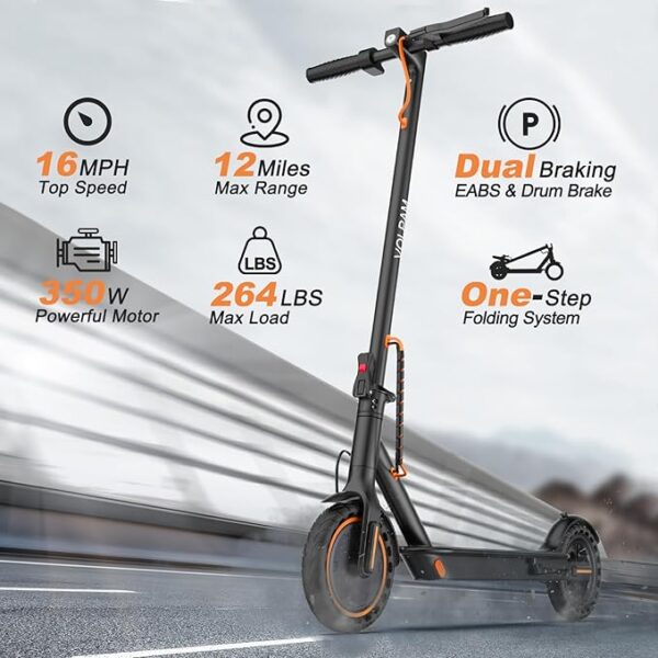 VOLPAM Electric Scooter, Powerful 350W/500W Motor, Max 12/19/28Miles Long Range, Top Speed 16/19/21 MPH, 8.5" /10'' Solid Tires, E Scooter for Adults and Teens - Image 7